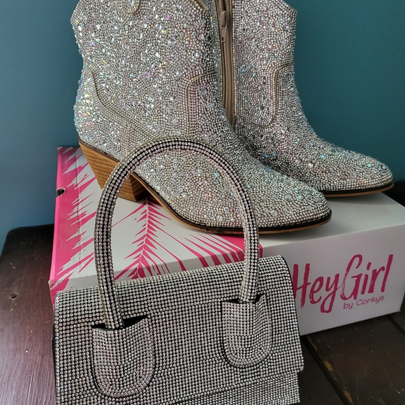 Corkys Hey Girl Rhinestone Boots and Bag Set - Picture 2 of 7